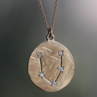 Pisces 14k Gold Diamond Constellation Astrology Necklace Image