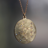 Sagittarius 14k Gold Diamond Constellation Astrology Necklace Image