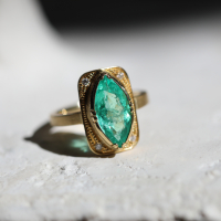 Gold Marquise Emerald Diamond Ring Image