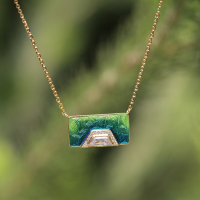 Diamond Hexagon Halo Enamel Ombre Necklace Image