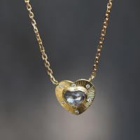 Engraved Heart Rustic Diamond 18k Necklace Image