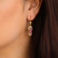 Double Orbit Halo Rhodolite Earrings Image