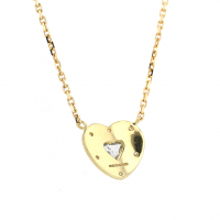 Engraved Heart Rustic Diamond 18k Necklace Image