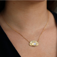 Rainbow Moonstone 18k Gold Stargaze Necklace Image