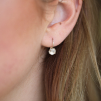 Rose Cut Diamond 18k White Gold Lever Back Earrings Image