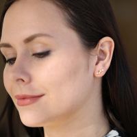Four Diamond in Gold Bezel Post Stud Earrings Image