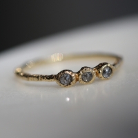 Triple Greyish Brown Diamond Yellow Gold Ring Image