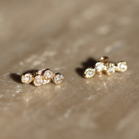 Four Diamond in Gold Bezel Post Stud Earrings Image