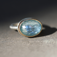 Small Oval Inverted Aquamarine Ring Image