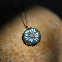 Labradorite Flower with Diamond Gold Necklace Image