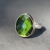 Asymmetrical Checkerboard Green Tourmaline Ring Image