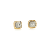 Rectangular Rustic Diamond Gold Post Earrings Image