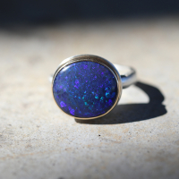 Oval Australian Black Opal Ring Image