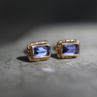 Rectangular Tanzanite 14k Gold Post Earrings Image