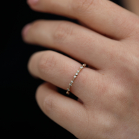 Diamond Dotted Beige Gold Ring Image