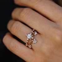 Curved Diamond Crown 18k Rose Gold Ring Image