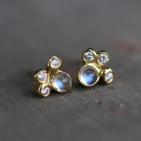 Moonstone and Diamond 18k Gold Moonlight Stud Earrings Image