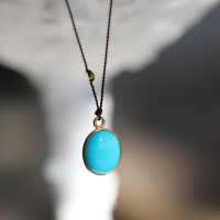 Sleeping Beauty Turquoise Cabochon Nylon Cord Necklace Image