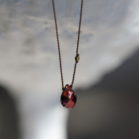 Tourmaline with 18K Gold Bead Nylon Cord Necklace Image
