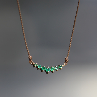 Small Curved Bar Emerald 14k Gold Necklace Image