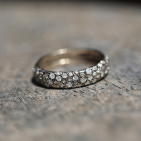 White Gold Wide Diamond Band Ring Image