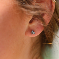Petite White Gold Triple Rose Cut Diamond Stud Earrings Image