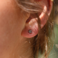 Small White Gold Diamond Star Post Stud Earrings Image