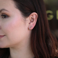 Small White Gold Diamond Star Post Stud Earrings Image