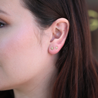 Small Yellow Gold Star Diamond Earrings Image