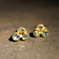 Aquamarine Cluster Gold Post Earrings Image