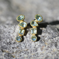 Mixed Faceted Aquamarine Post Stud Earrings Image