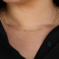 Circular and Stretched Link 18k Gold Chain Necklace Image