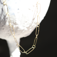 Circular and Stretched Link 18k Gold Chain Necklace Image