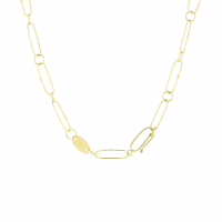 Circular and Stretched Link 18k Gold Chain Necklace Image