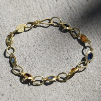 Multi colored Sapphire Gold Link Bracelet Image