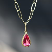 Pink Tourmaline Gold Pendant (NO CHAIN) Image