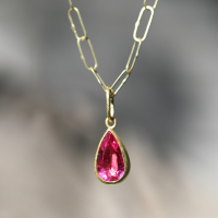 Pink Tourmaline Gold Pendant (NO CHAIN) Image