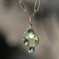 Mixed Shape Cluster Aquamarine Gold Pendant (NO CHAIN) Image