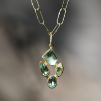Mixed Shape Cluster Aquamarine Gold Pendant (NO CHAIN) Image