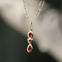 Mixed Shape Pink Tourmaline Gold Pendant (NO CHAIN) Image