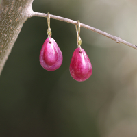 Small Teardrop Ruby 18k Gold Earrings Image