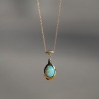 Opal Bead Pendant 18k Gold Necklace Image