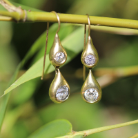 Double Diamond Solitaire 18k Gold Earrings Image