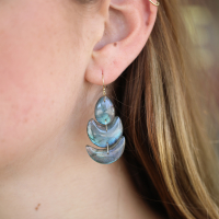 Labradorite Lotus 18k Gold Earrings Image
