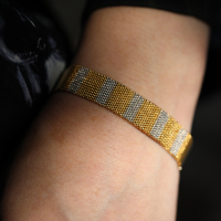 White and Yellow Gold Vintage Woven Mesh Bracelet Image