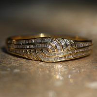 Gold Diamond Baguette Bangle Bracelet Image