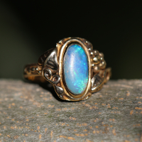 Vintage Black Opal 14k Gold Ring Image