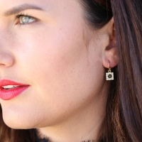 Black Diamond Gold Square Earrings Image