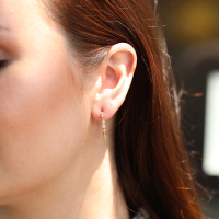 Seven Bezel Diamond 18k Gold Hoop Earrings Image