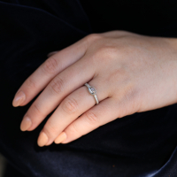 Palladium White 18k Gold Grey Diamond Ring Image